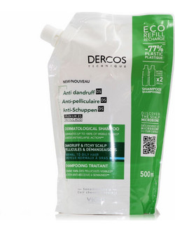 Vichy Dercos Anti-Dandruff Ds Normal/Oily Refill Σαμπουάν κατά της Πιτυρίδας για Λιπαρά Μαλλιά 500ml