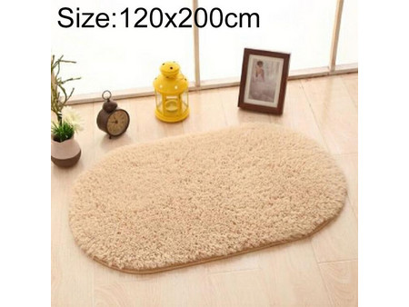Faux Fur Rug Anti-slip Solid Bath Carpet Kids Room Door Mats Oval Bedroom Living Room Rugs, Size:120x200cm(Light Camel) (OEM)