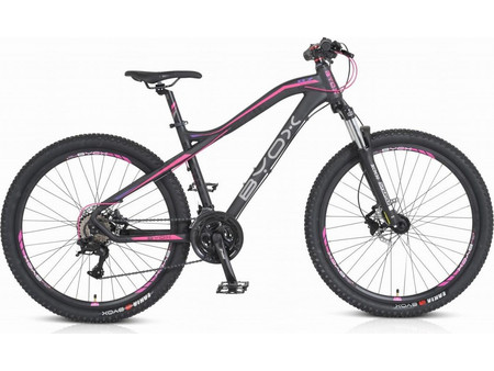Byox HDB B7 Mountain Bike 26.5" Αλουμινίου με 24 Tαχύτητες και Δισκόφρενα Μαύρο Ροζ