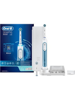 Oral-B Smart 6000 White Ηλεκτρική Οδοντόβουρτσα με Χρονομετρητή Αισθητήρα Πίεσης & Θήκη Ταξιδίου