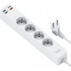 Πολύπριζο με διακόπτη ασφαλείας - 4 θέσεις - WiWU Power Strip (4 x outlet + 3 x USB 3.0 + 1 x Type-C) with switch key 20W White EU