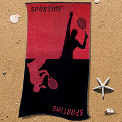 Sb Concept Sportime Tennis Πετσέτα Θαλάσσης Μαύρη Κόκκινη 90x160cm