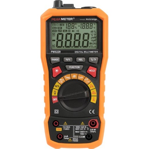 PEAKMETER PM8229 5 in 1 Auto Digital Multimeter With Multi-function Lux Sound Level Frequency Temperature Humidity Tester Meter