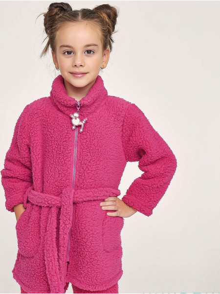 Muydemi Παιδική Ρόμπα Fleece Χειμωνιάτικη Φούξια MUI674343