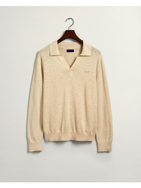 Cotton Linen Polo Sweater 8030154-G0034 ΕΚΡΟΥ
