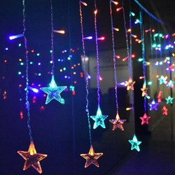 Λαμπάκια LED Τύπου Κουρτίνα 3Μ Πολύχρωμα Αστέρια και Διάφορα Σχέδια με 8 Προγράμματα Εναλλαγής