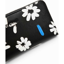 DESIGUAL Large embossed flower wallet BLACK