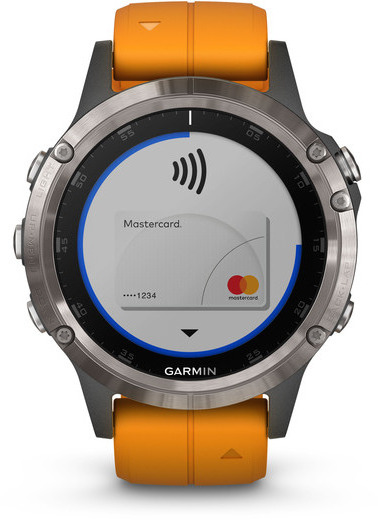 garmin fenix 5 plus sapphire titanium with solar flare orange band