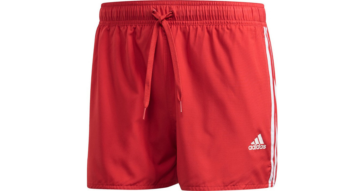 red 3 stripe adidas shorts