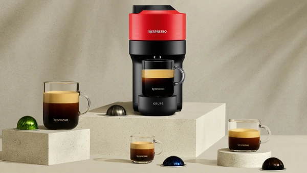 Krups Vertuo Pop XN920510 Καφετιέρα Espresso για Kάψουλες Nespresso Vertuo 15bar Red: 4 διαφορετικά μεγέθη κούπας