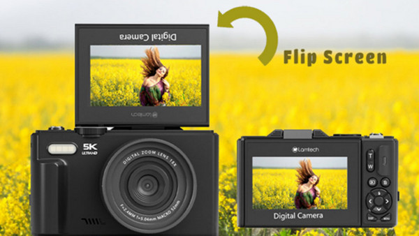 Lamtech 5K Flip Digital Camera Wi-Fi Black: Συμπαγής σχεδιασμός για εύκολη μεταφορά