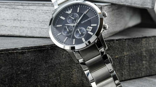 Emporio Armani Ανδρικό Ρολόι Χρονογράφος με Ασημί Μεταλλικό
