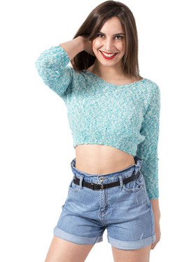 Crop Top Gynaikeia Plekta Poylober Bestprice Gr