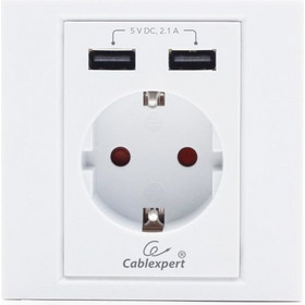 Αποτέλεσμα εικόνας για CABLEXPERT AC WALL SOCKET WITH 2 PORT USB CHARGER WHITE