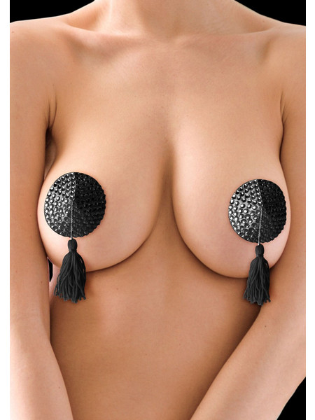 Αυτοκόλλητα Θηλών Round Nipple Tassels - Μαύρα