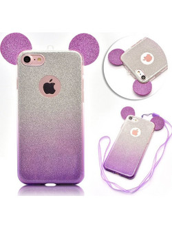 Back Case TPU Glitter Mouse Ears για Apple iPhone 7 4.7" Purple/ Silver