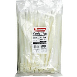 Benman Δεματικά Καλωδίων Λευκά 370x7.6mm 100τεμ