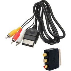MICROSOFT ORIGINAL AV COMPOSITE VIDEO CABLE GOLD (1 X AV VIDEO & 2 X RCA AUDIO) & SCART HEAD (XBOX)