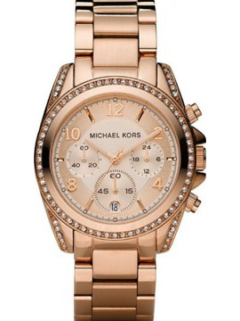 Michael Kors Γυναικείο Ρολόι Χρονογράφος με Ροζ Χρυσό Μεταλλικό Μπρασελέ MK5263