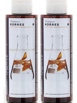 Korres Sunflower & Mountain Tea Σαμπουάν για Προστασία Χρώματος για Βαμμένα Μαλλιά 2x250ml