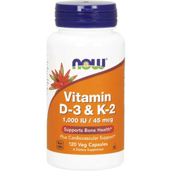 Now Foods Vitamin D3 & K2 1000iu/45mcg 120 Κάψουλες