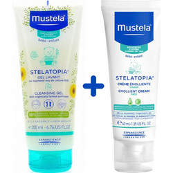 Mustela Stelatopia Cleansing Gel 200ml + Emmolient Face Cream 40ml