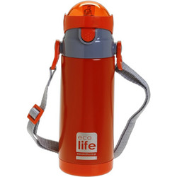 Ecolife Παιδικό Μπουκάλι Θερμός Ανοξείδωτο BPA Free με Καλαμάκι Κόκκινο 400ml