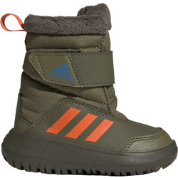 Adidas Winterplay Παιδικά Μποτάκια Χιονιού Χακί Αδιάβροχα με Σκρατς & Γούνα GZ6801