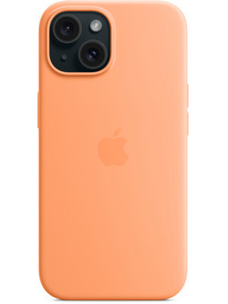 Apple Silicone Case with MagSafe Back Cover Orange Sorbet (iPhone 15)