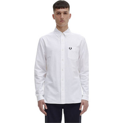 Fred Perry Ανδρικό Πουκάμισο Βαμβακερό Μακρυμάνικο Κανονική Γραμμή Λευκό M5516-100