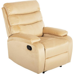 HomeMarkt Πολυθρόνα Relax με Υποπόδιο Ανακλινόμενη Βελούδινη Εκρού Yasumu HM9783.05