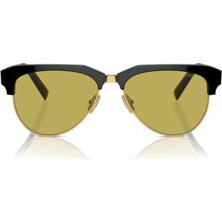 Miu Miu MU09ZS 1AB07O Ανδρικά Γυαλιά Ηλίου Aviator Μεταλλικά Μαύρα Χρυσά με Κίτρινο Polarized Φακό