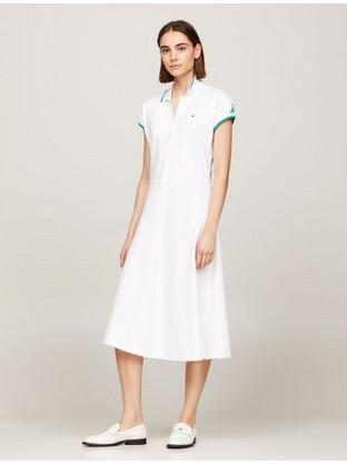 Tommy Hilfiger Midi Καλοκαιρινό Καθημερινό Φόρεμα Λευκό WW0WW41269-YCF