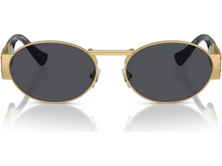 Versace VE2264 100287 Ανδρικά Γυαλιά Ηλίου Οβάλ Μεταλλικά Χρυσά με Μαύρο Polarized Φακό