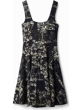 Desigual Mini Καλοκαιρινό Βραδινό Φόρεμα Μαύρο 24SWVK09-2000