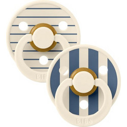 BIBS Studio Colour Πιπίλες Καουτσούκ 6m+ Pin Ivory Steel Blue 2τμχ