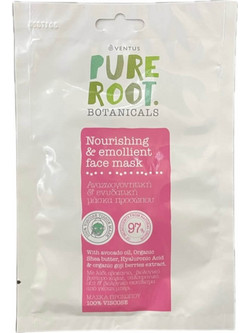 Ventus Pure Root Nourishing & Emollient Sheet Μάσκα Προσώπου για Ενυδάτωση με Υαλουρονικό 1τμχ
