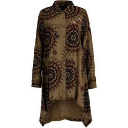 Desigual Carla Μακρυμάνικη Γυναικεία Πουκαμίσα Καφέ 19WWCW14-4002