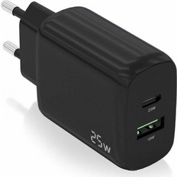 Aisens A110-0759 Φορτιστής χωρίς Καλώδιο με Θύρα USB-A & Θύρα USB-C 25W Quick Charge 3.0 Black