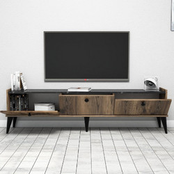 Megapap Έπιπλο Τηλεόρασης Ξύλινο Καρυδί Μ180xΠ35xΥ49cm Lidya GP052-0116,1