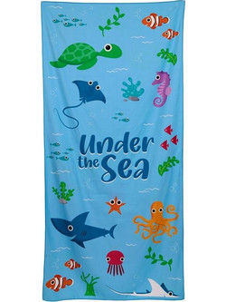 Puckator Under The Sea Παιδική Πετσέτα Θαλάσσης Microfiber Γαλάζια 85x185cm BTOW06