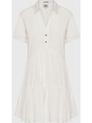 Funky Buddha Mini Καλοκαιρινό Καθημερινό Φόρεμα Εκρού FBL009-104-13