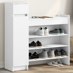 vidaXL Παπουτσοθήκη Ξύλινη Λευκή M100.5xΠ28xY100cm 840422