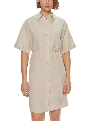 Calvin Klein Mini Καλοκαιρινό Καθημερινό Φόρεμα Σεμιζιέ Εκρού K20K206697