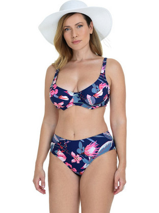MiandMi Bikini Set Ψηλόμεσο Floral Navy Μπλε Φούξια 24037