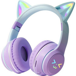 Gjby CATEAR CA-042 Ασύρματα Bluetooth Παιδικά Ακουστικά Over Ear Μωβ Γαλάζια