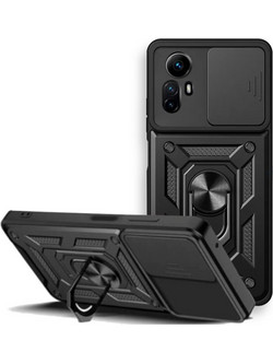 Bodycell Armor Slide Ring Holder Back Cover Black (Xiaomi Redmi Note 12S)