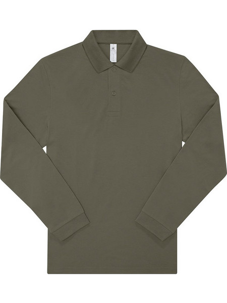B&C Collection Ανδρική Μπλούζα Polo Μακρυμάνικη Χακί PU425