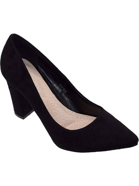 Blondie Γόβες Suede με Χοντρό Ψηλό Τακούνι Μαύρες G7125B