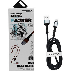 Treqa CA-8562 Braided USB-A to Lightning Cable 2m Blue Silver 1749200445523